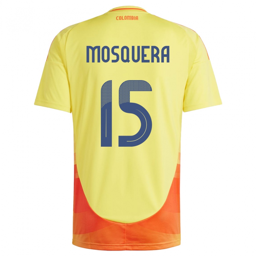 Kinder Kolumbien Yerson Mosquera #15 Gelb Heimtrikot Trikot 24-26 T-Shirt