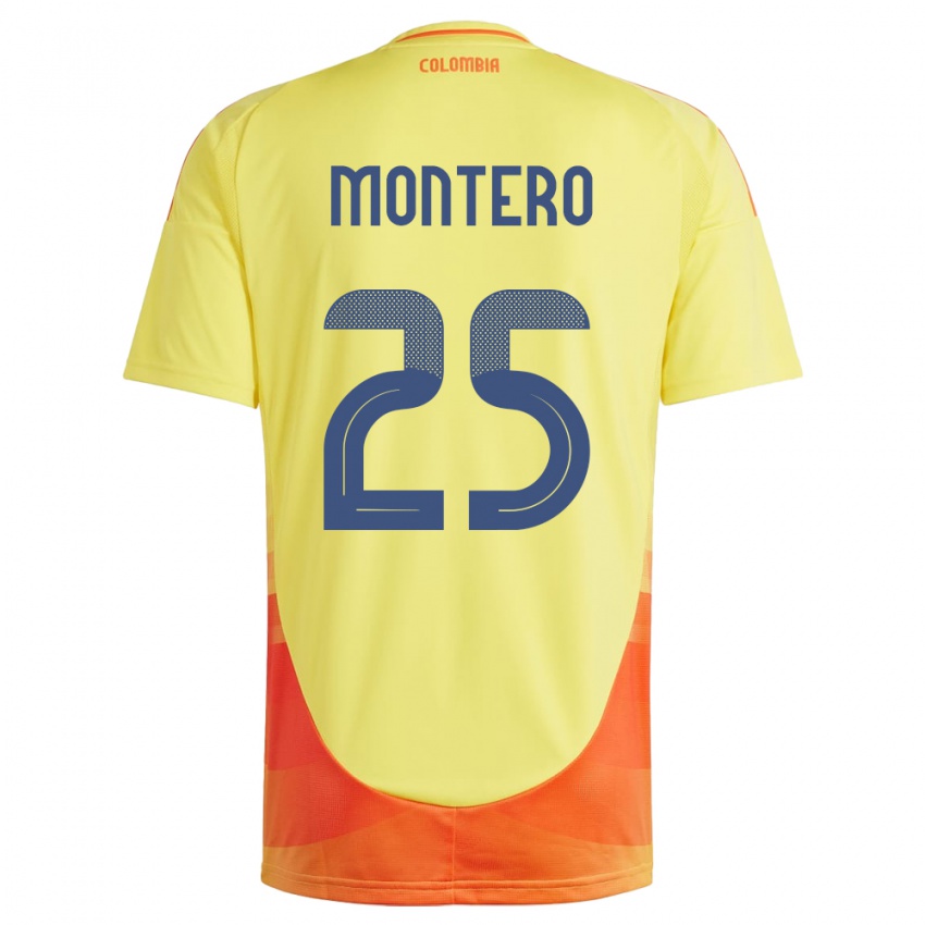 Kinder Kolumbien Álvaro Montero #25 Gelb Heimtrikot Trikot 24-26 T-Shirt