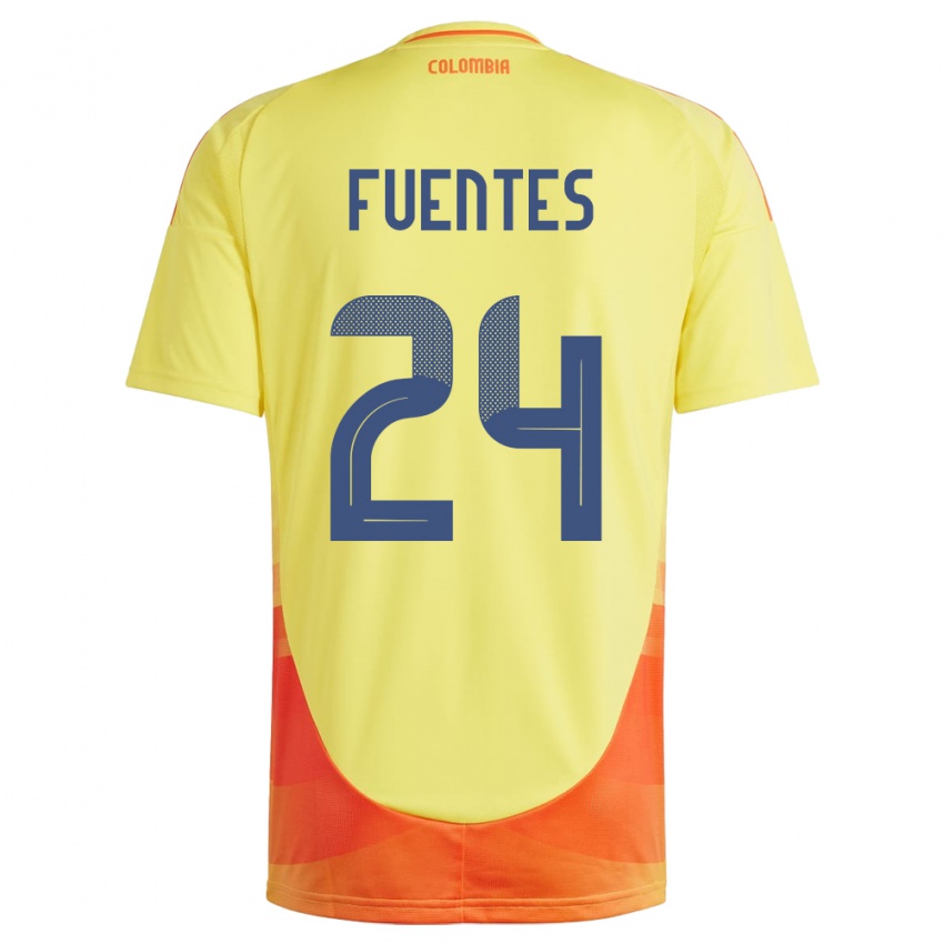 Kinder Kolumbien Gabriel Fuentes #24 Gelb Heimtrikot Trikot 24-26 T-Shirt