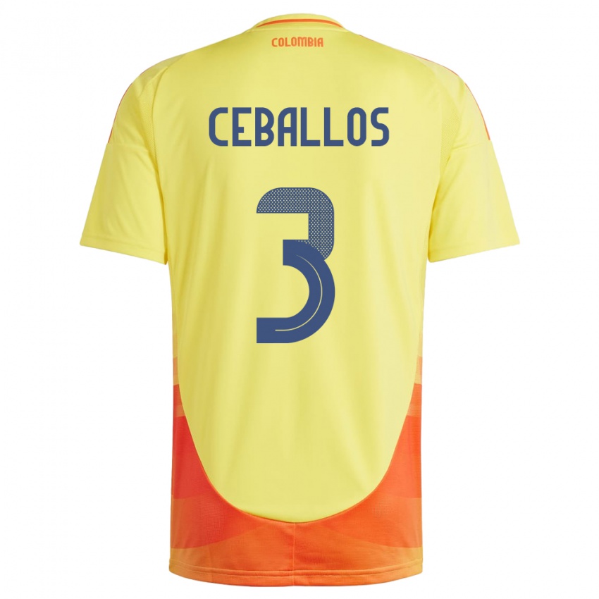 Kinder Kolumbien Brayan Ceballos #3 Gelb Heimtrikot Trikot 24-26 T-Shirt