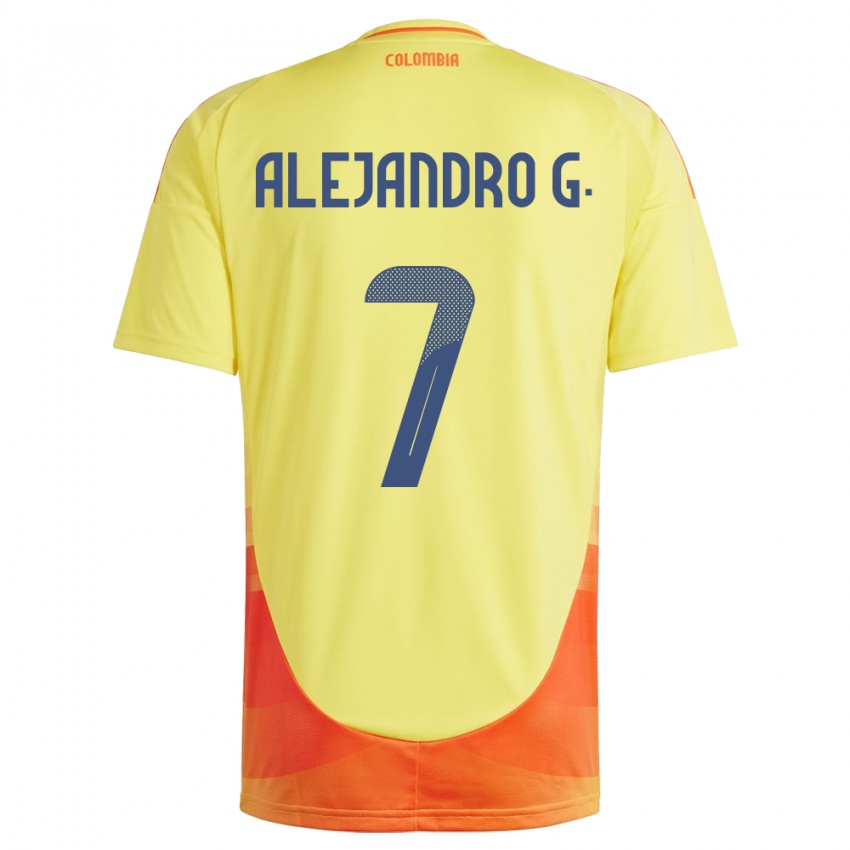 Kinder Kolumbien Alejandro García #7 Gelb Heimtrikot Trikot 24-26 T-Shirt