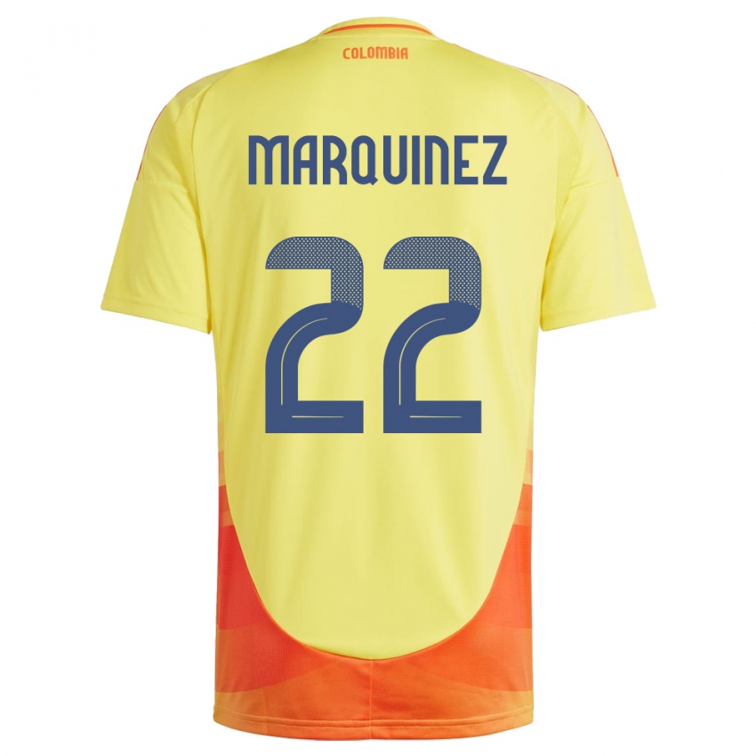 Kinder Kolumbien Luis Marquinez #22 Gelb Heimtrikot Trikot 24-26 T-Shirt