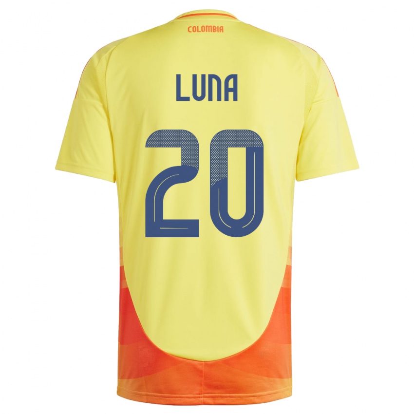 Kinder Kolumbien Daniel Luna #20 Gelb Heimtrikot Trikot 24-26 T-Shirt