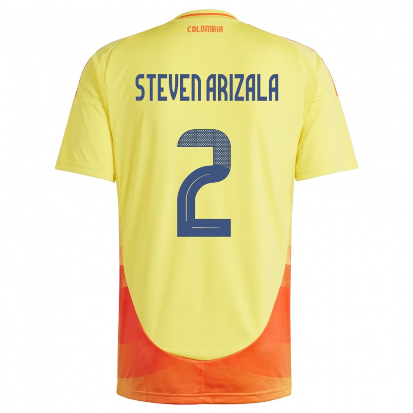 Kinder Kolumbien Elver Steven Arizala #2 Gelb Heimtrikot Trikot 24-26 T-Shirt