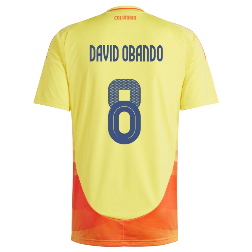 Kinder Kolumbien Juan David Obando #8 Gelb Heimtrikot Trikot 24-26 T-Shirt