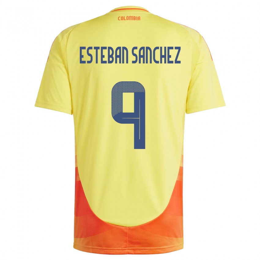 Kinder Kolumbien Juan Esteban Sánchez #9 Gelb Heimtrikot Trikot 24-26 T-Shirt