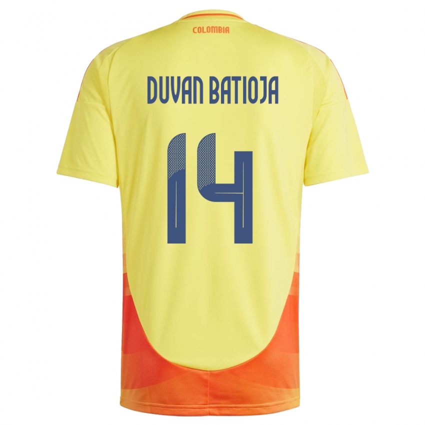 Kinder Kolumbien Andy Duván Batioja #14 Gelb Heimtrikot Trikot 24-26 T-Shirt