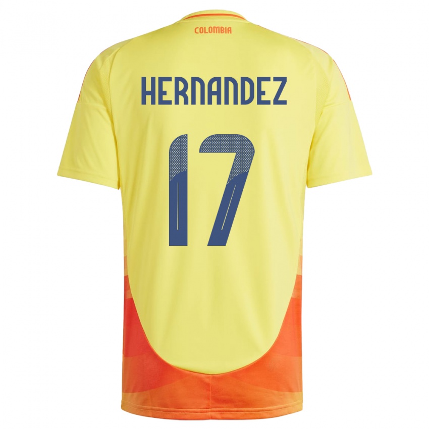 Kinder Kolumbien Jhoan Hernández #17 Gelb Heimtrikot Trikot 24-26 T-Shirt