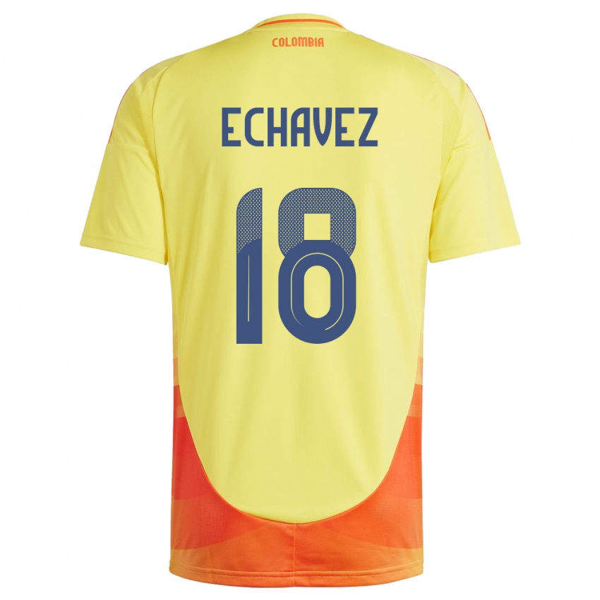 Kinder Kolumbien Jhon Echavez #18 Gelb Heimtrikot Trikot 24-26 T-Shirt