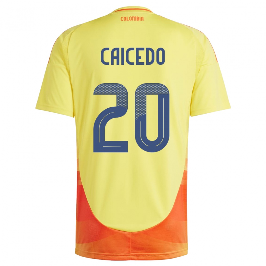 Kinder Kolumbien Brayan Caicedo #20 Gelb Heimtrikot Trikot 24-26 T-Shirt