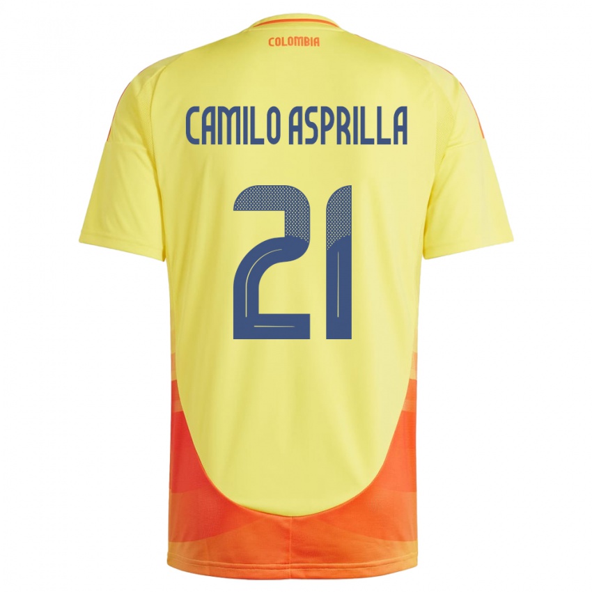 Kinder Kolumbien Juan Camilo Asprilla #21 Gelb Heimtrikot Trikot 24-26 T-Shirt