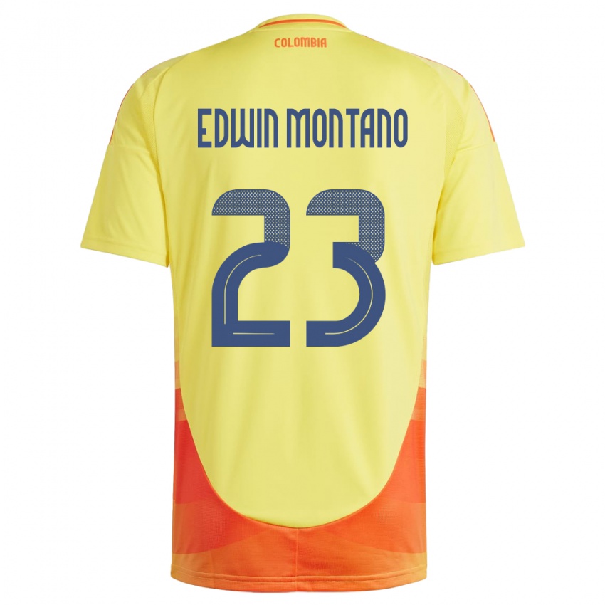 Kinder Kolumbien John Edwin Montaño #23 Gelb Heimtrikot Trikot 24-26 T-Shirt