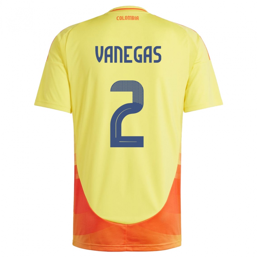 Kinder Kolumbien Manuela Vanegas #2 Gelb Heimtrikot Trikot 24-26 T-Shirt