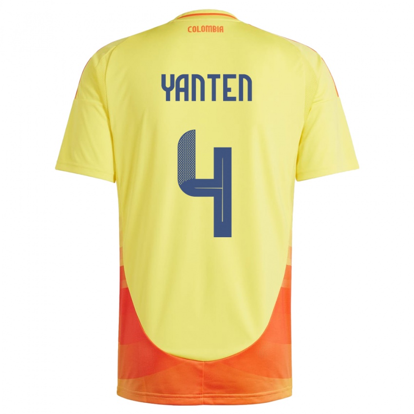 Kinder Kolumbien Fabiana Yantén #4 Gelb Heimtrikot Trikot 24-26 T-Shirt