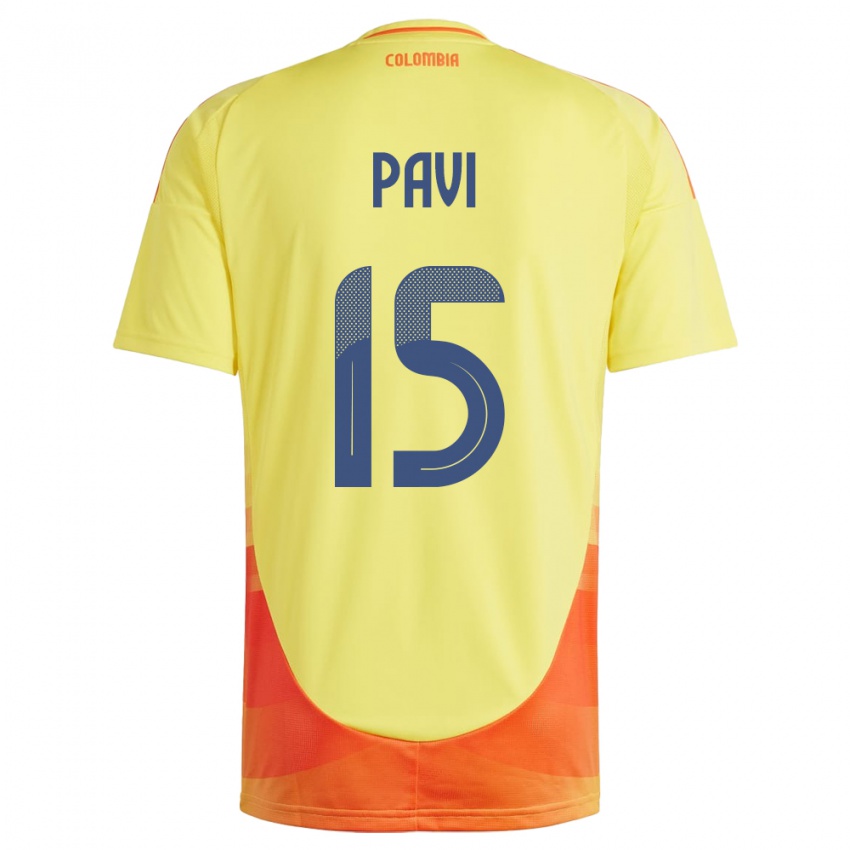 Kinder Kolumbien Manuela Paví #15 Gelb Heimtrikot Trikot 24-26 T-Shirt