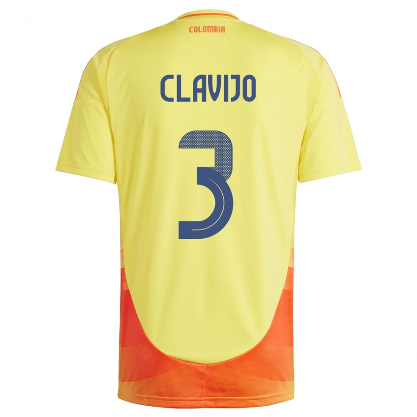 Kinder Kolumbien Ángela Clavijo #3 Gelb Heimtrikot Trikot 24-26 T-Shirt