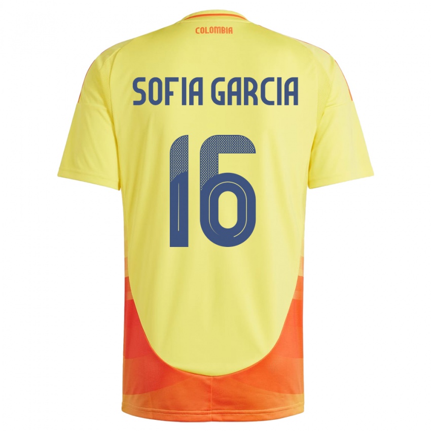 Kinder Kolumbien Sofía García #16 Gelb Heimtrikot Trikot 24-26 T-Shirt