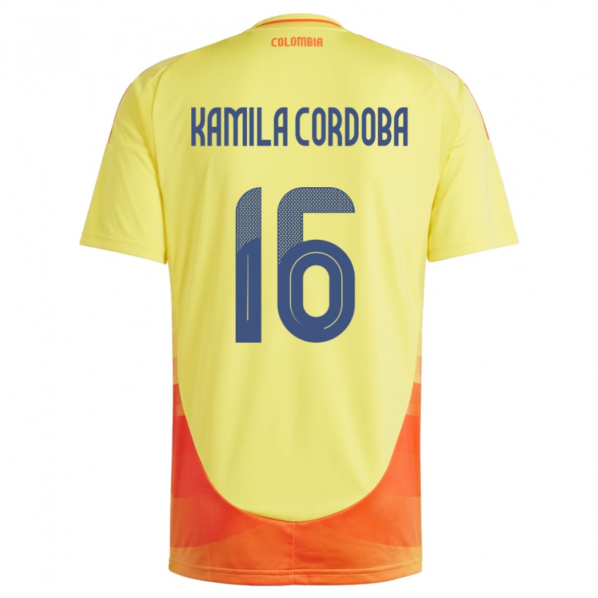 Kinder Kolumbien Sara Kamila Córdoba #16 Gelb Heimtrikot Trikot 24-26 T-Shirt