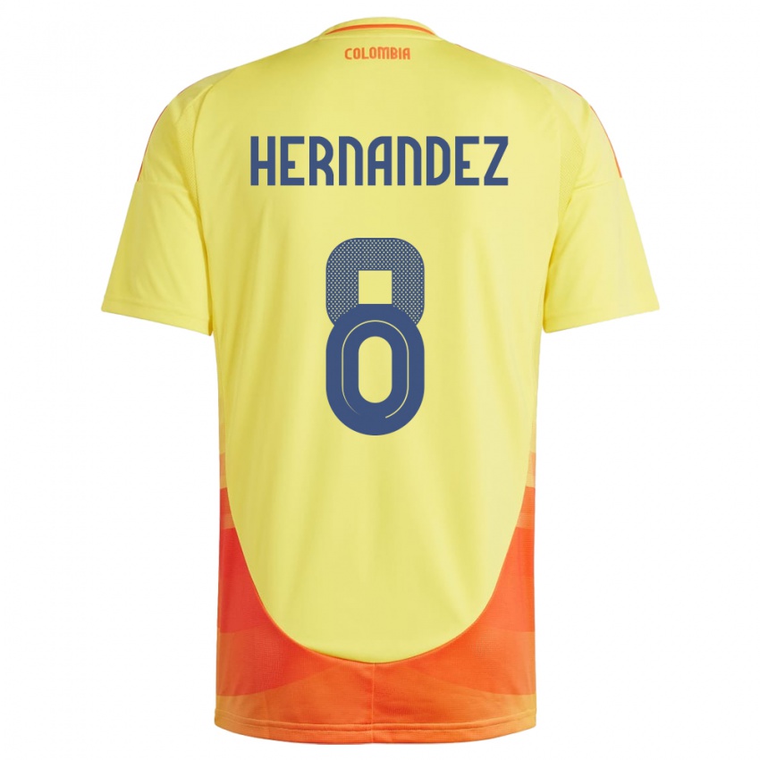 Kinder Kolumbien Natalia Hernández #8 Gelb Heimtrikot Trikot 24-26 T-Shirt