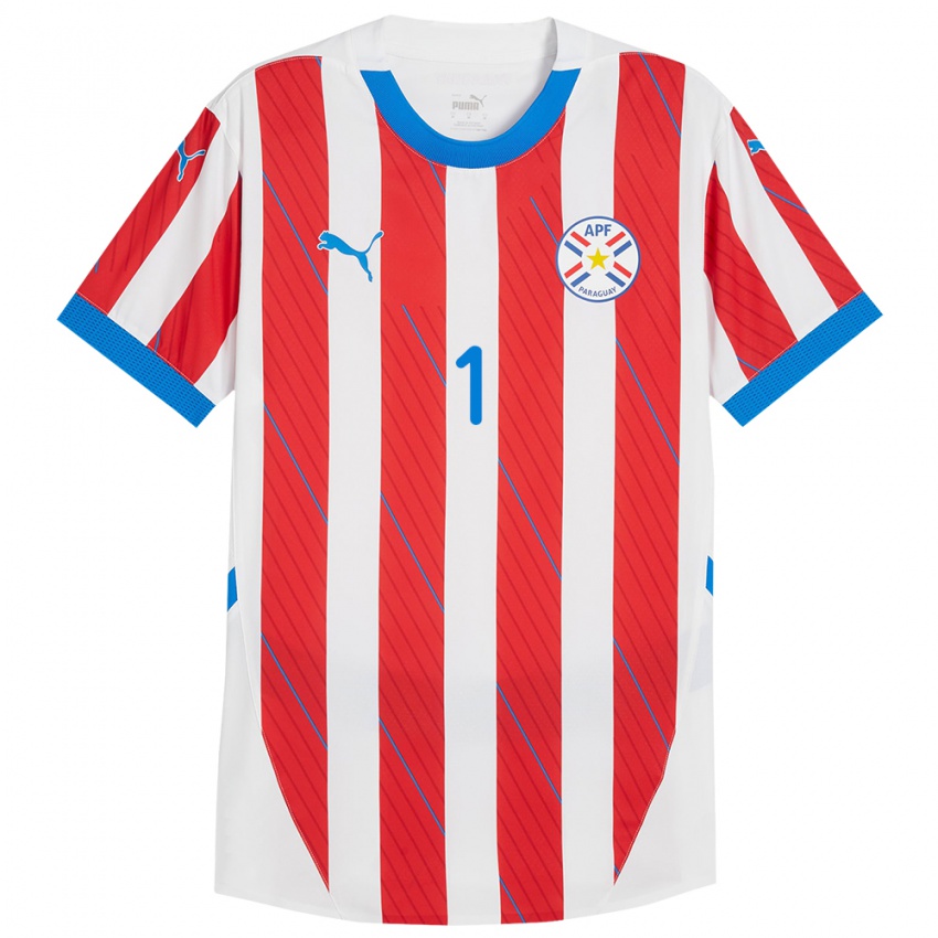 Kinder Paraguay Ángel González #1 Weiß Rot Heimtrikot Trikot 24-26 T-Shirt