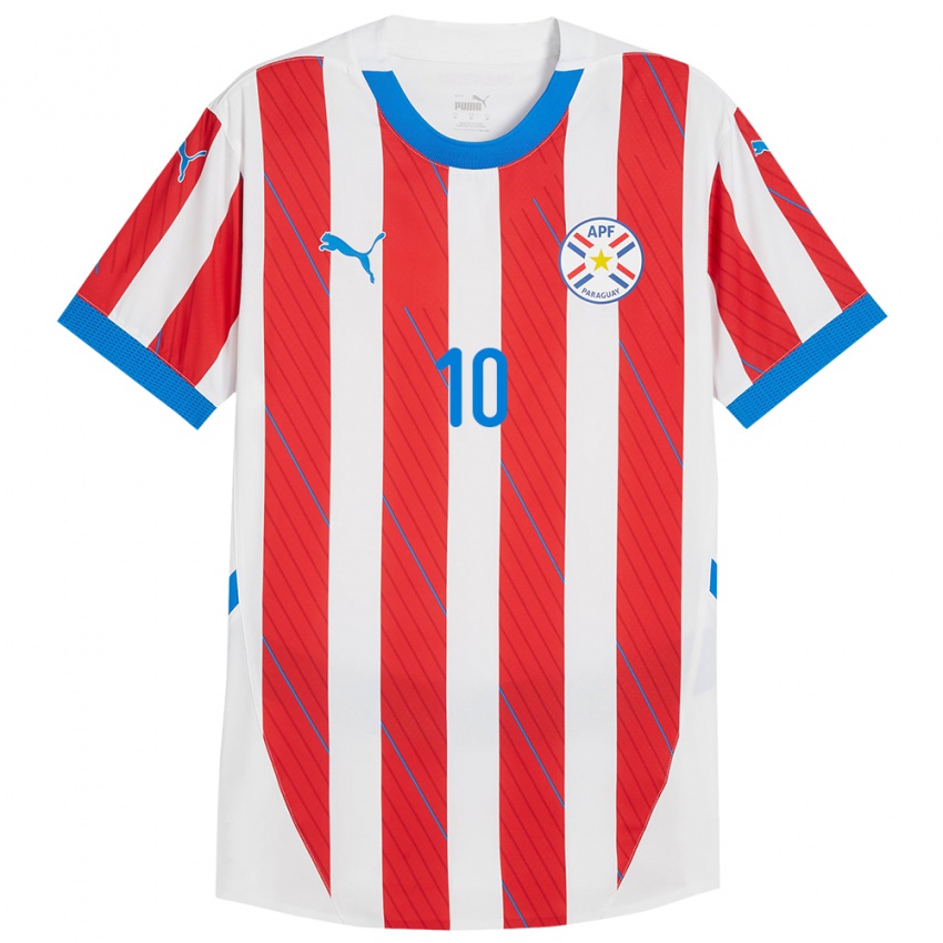 Kinder Paraguay Matías Segovia #10 Weiß Rot Heimtrikot Trikot 24-26 T-Shirt