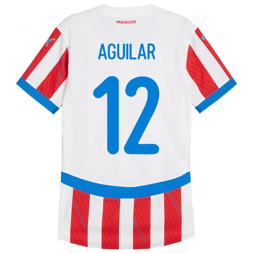 Kinder Paraguay Alfredo Aguilar #12 Weiß Rot Heimtrikot Trikot 24-26 T-Shirt