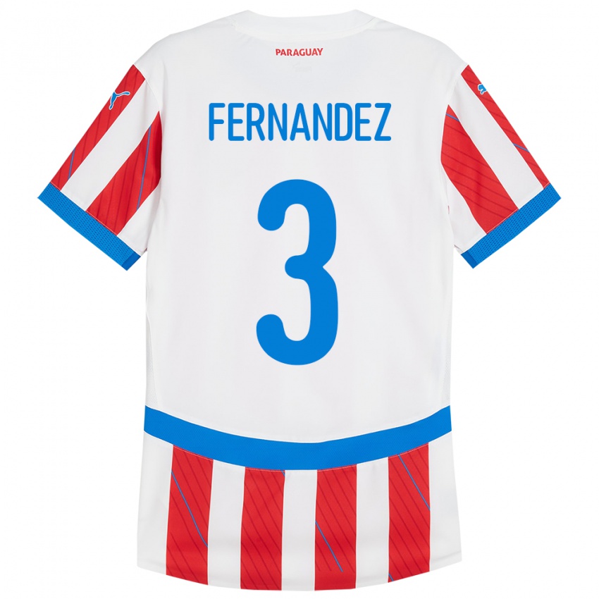 Kinder Paraguay Roberto Fernández #3 Weiß Rot Heimtrikot Trikot 24-26 T-Shirt