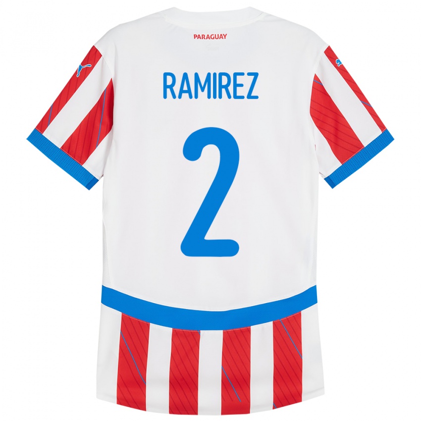 Kinder Paraguay Iván Ramírez #2 Weiß Rot Heimtrikot Trikot 24-26 T-Shirt