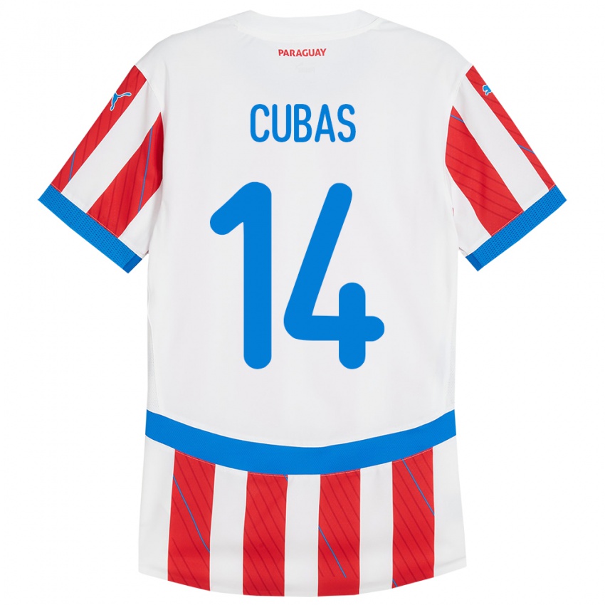 Kinder Paraguay Andrés Cubas #14 Weiß Rot Heimtrikot Trikot 24-26 T-Shirt