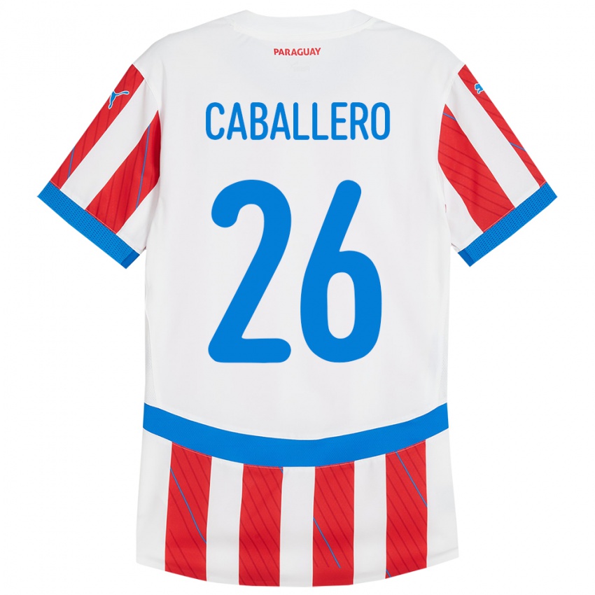 Kinder Paraguay Hernesto Caballero #26 Weiß Rot Heimtrikot Trikot 24-26 T-Shirt