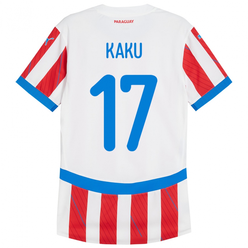 Kinder Paraguay Kaku #17 Weiß Rot Heimtrikot Trikot 24-26 T-Shirt