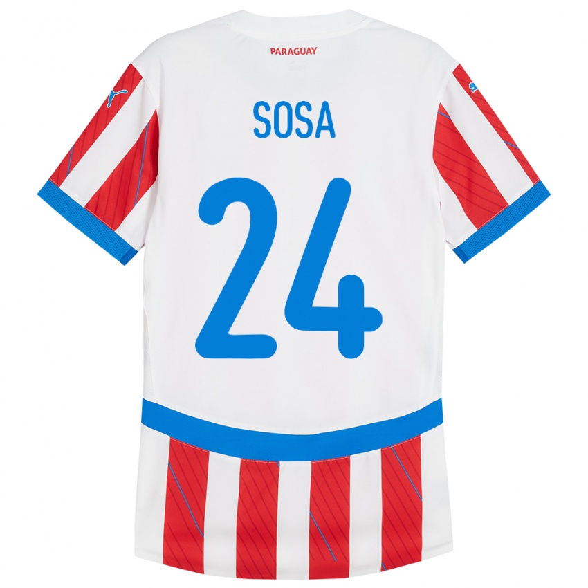 Kinder Paraguay Ramón Sosa #24 Weiß Rot Heimtrikot Trikot 24-26 T-Shirt