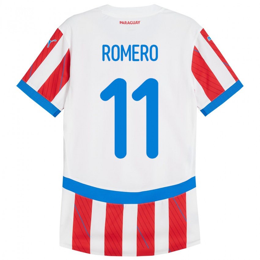 Kinder Paraguay Ángel Romero #11 Weiß Rot Heimtrikot Trikot 24-26 T-Shirt