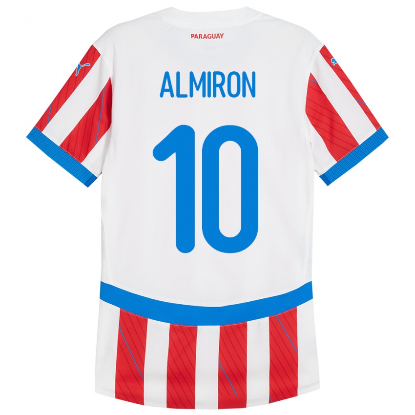 Kinder Paraguay Miguel Almirón #10 Weiß Rot Heimtrikot Trikot 24-26 T-Shirt