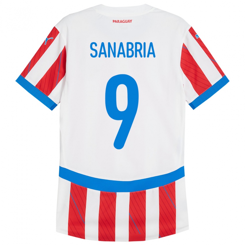 Kinder Paraguay Antonio Sanabria #9 Weiß Rot Heimtrikot Trikot 24-26 T-Shirt