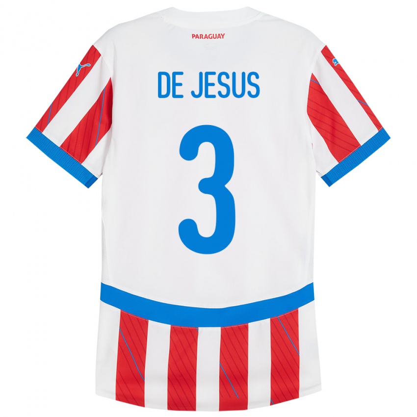 Kinder Paraguay Ronaldo De Jesús #3 Weiß Rot Heimtrikot Trikot 24-26 T-Shirt