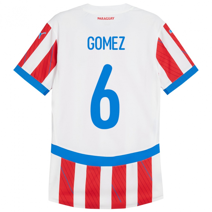 Kinder Paraguay Marcos Gómez #6 Weiß Rot Heimtrikot Trikot 24-26 T-Shirt