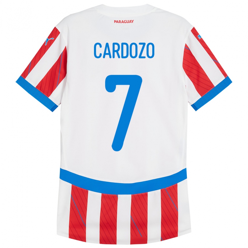 Kinder Paraguay Fernando Cardozo #7 Weiß Rot Heimtrikot Trikot 24-26 T-Shirt