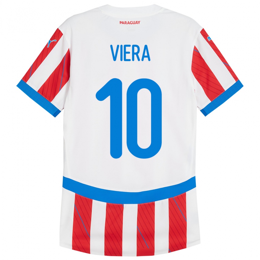 Kinder Paraguay Wílder Viera #10 Weiß Rot Heimtrikot Trikot 24-26 T-Shirt