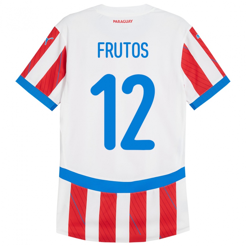 Kinder Paraguay Rodrigo Frutos #12 Weiß Rot Heimtrikot Trikot 24-26 T-Shirt