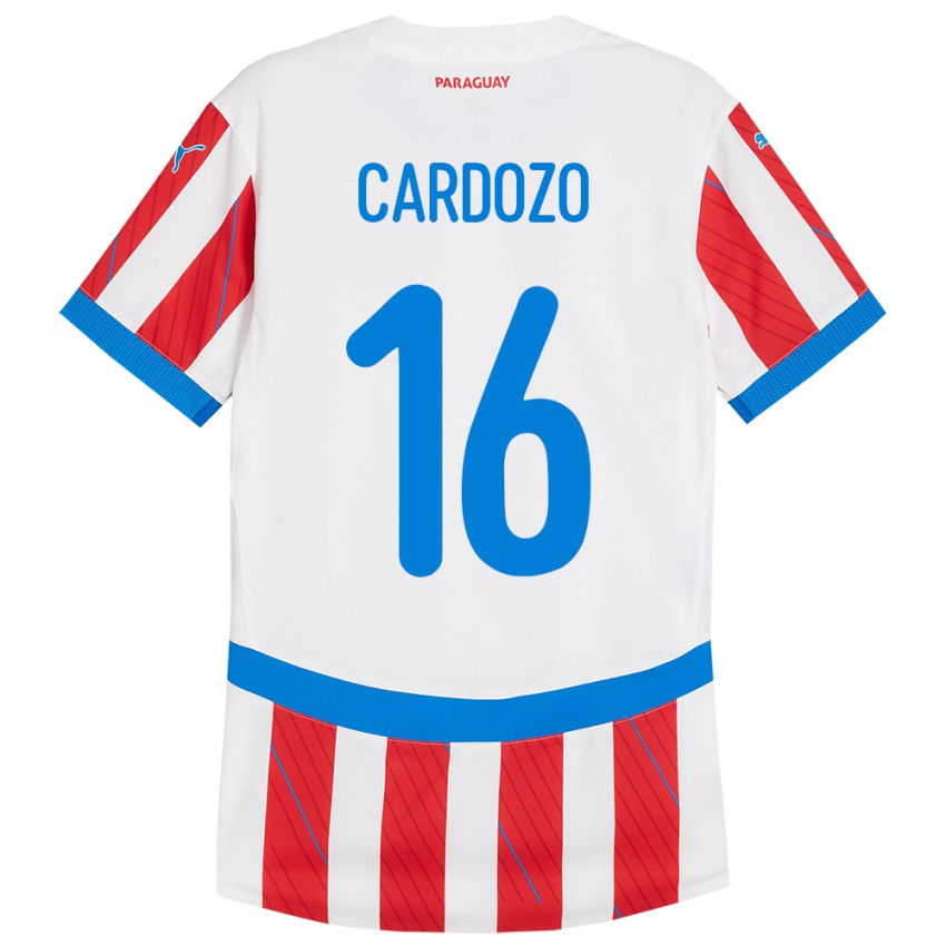 Kinder Paraguay Juan Cardozo #16 Weiß Rot Heimtrikot Trikot 24-26 T-Shirt