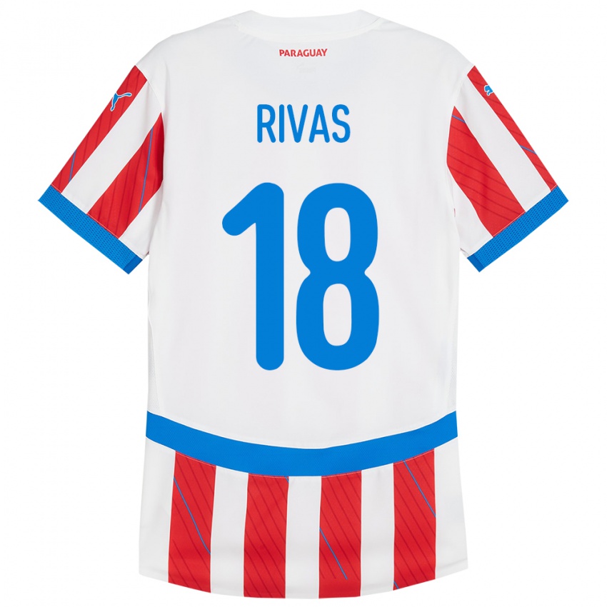 Kinder Paraguay Daniel Rivas #18 Weiß Rot Heimtrikot Trikot 24-26 T-Shirt