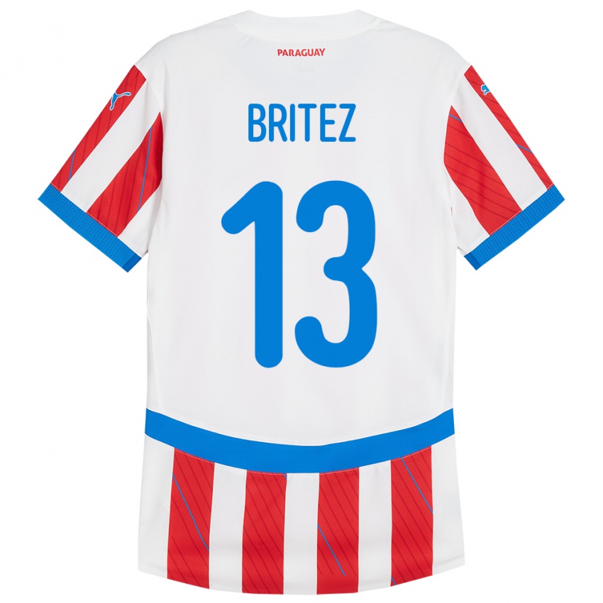 Kinder Paraguay Abel Brítez #13 Weiß Rot Heimtrikot Trikot 24-26 T-Shirt