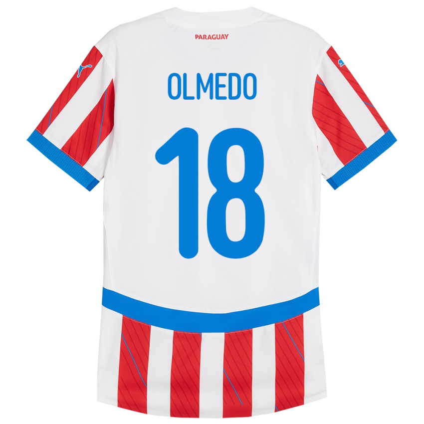 Kinder Paraguay Cesar Olmedo #18 Weiß Rot Heimtrikot Trikot 24-26 T-Shirt