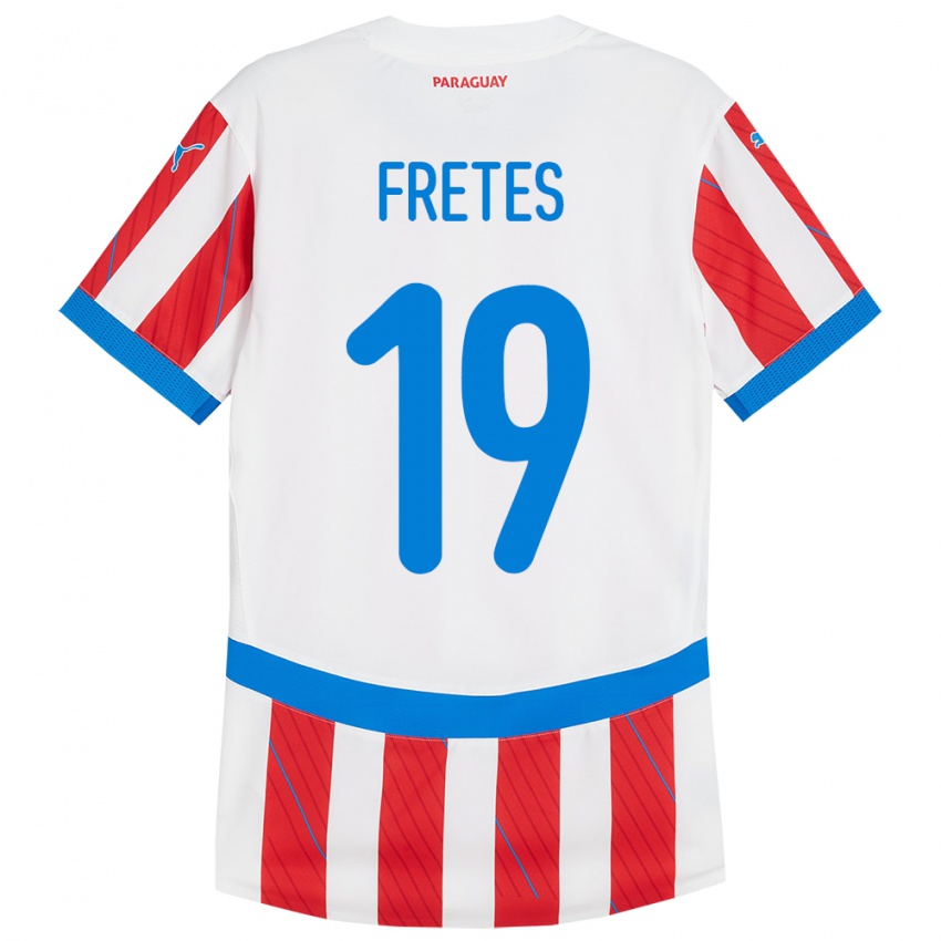 Kinder Paraguay Alexis Fretes #19 Weiß Rot Heimtrikot Trikot 24-26 T-Shirt