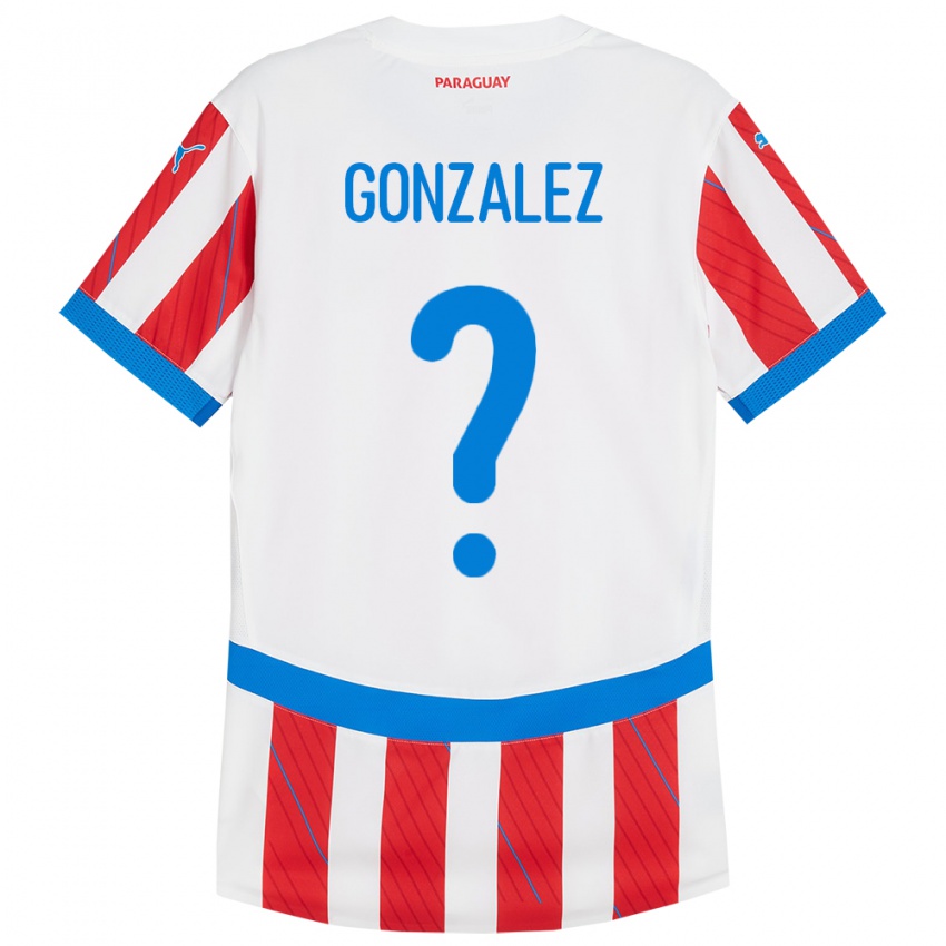 Kinder Paraguay Antonio González #0 Weiß Rot Heimtrikot Trikot 24-26 T-Shirt