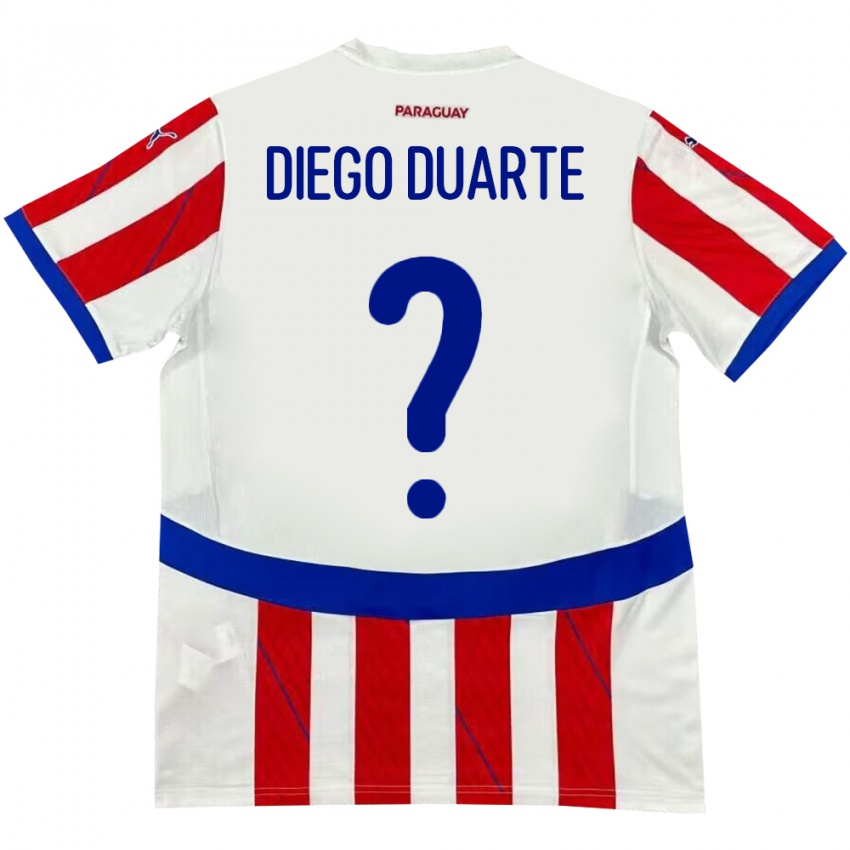 Kinder Paraguay Diego Duarte #0 Weiß Rot Heimtrikot Trikot 24-26 T-Shirt