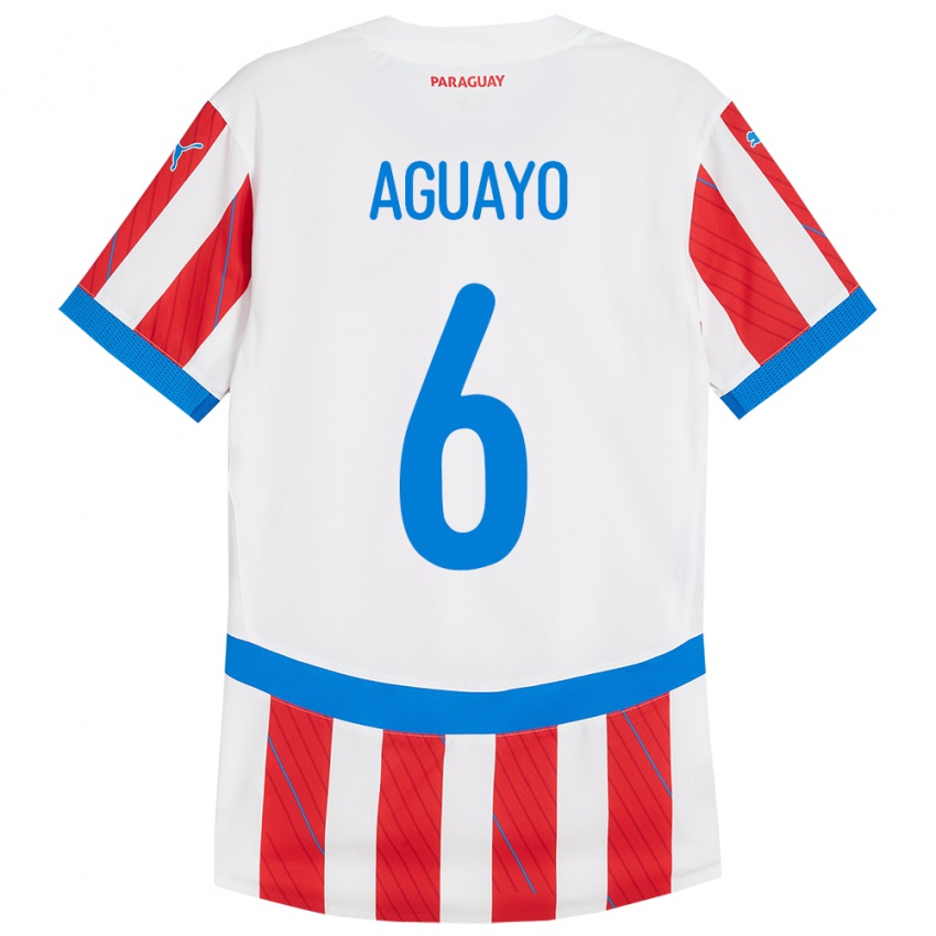 Kinder Paraguay Ángel Aguayo #6 Weiß Rot Heimtrikot Trikot 24-26 T-Shirt