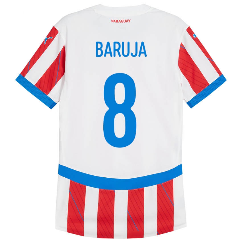 Kinder Paraguay Fabrizio Baruja #8 Weiß Rot Heimtrikot Trikot 24-26 T-Shirt