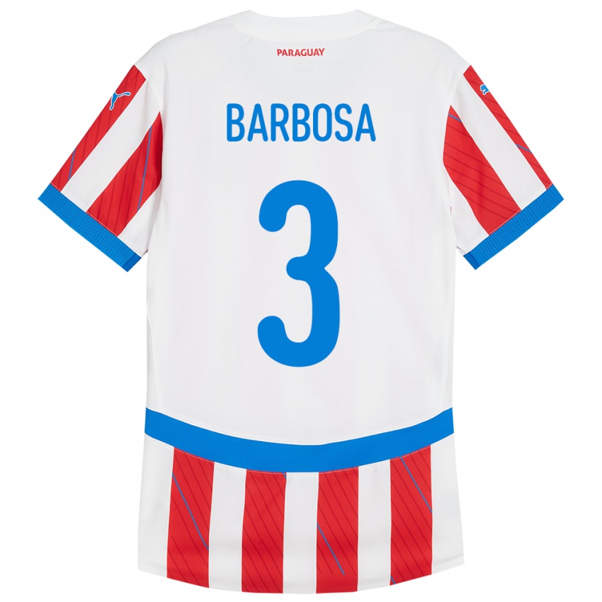 Kinder Paraguay Camila Barbosa #3 Weiß Rot Heimtrikot Trikot 24-26 T-Shirt